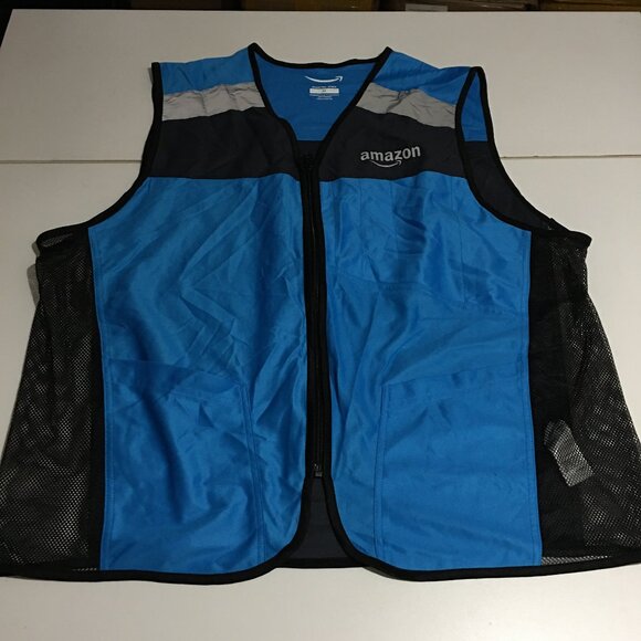 Amazon Blue Employee Uniform Vest Unisex Sleeveless Zip Up Size XL - Picture 1 of 9